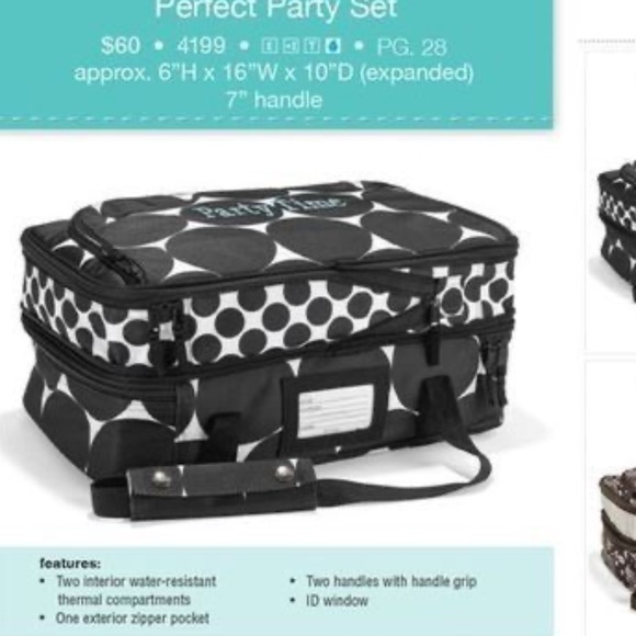 Thirty One Double Casserole Carrier Perfect Party Set w/ Tote Vintage Damask New - Picture 5 of 5